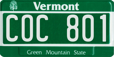VT license plate COC801