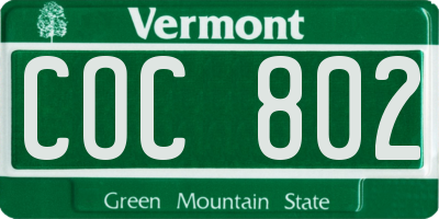 VT license plate COC802