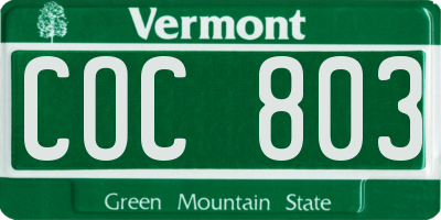 VT license plate COC803