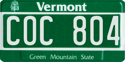 VT license plate COC804