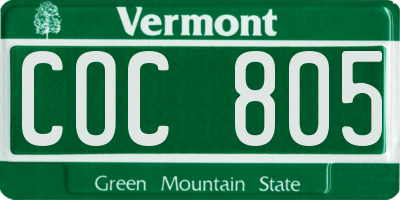VT license plate COC805