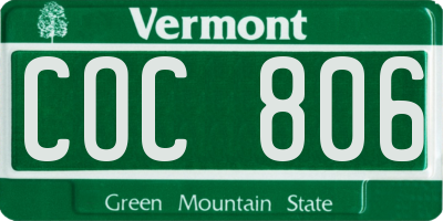 VT license plate COC806