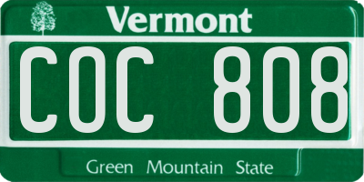 VT license plate COC808