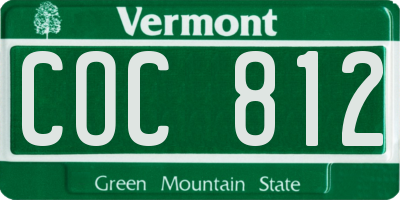 VT license plate COC812