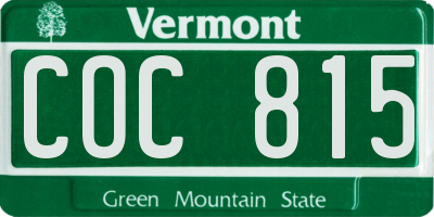 VT license plate COC815