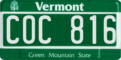 VT license plate COC816