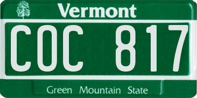 VT license plate COC817