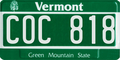 VT license plate COC818