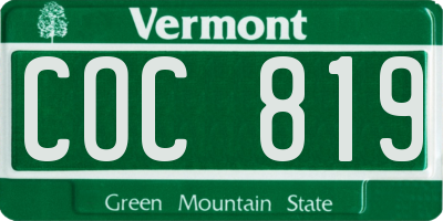 VT license plate COC819