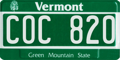 VT license plate COC820