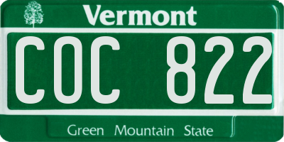 VT license plate COC822