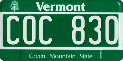VT license plate COC830