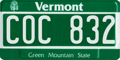 VT license plate COC832