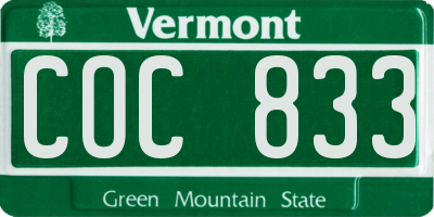VT license plate COC833