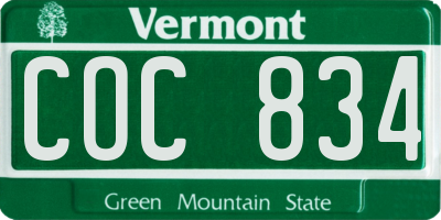 VT license plate COC834