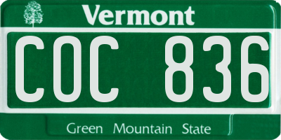 VT license plate COC836