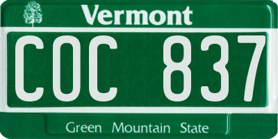 VT license plate COC837