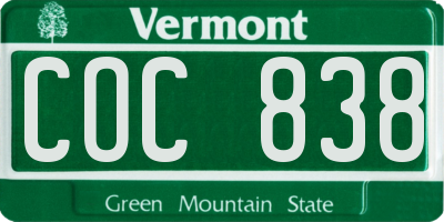 VT license plate COC838