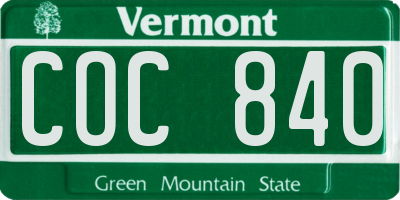 VT license plate COC840