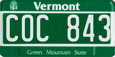 VT license plate COC843