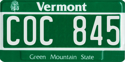 VT license plate COC845