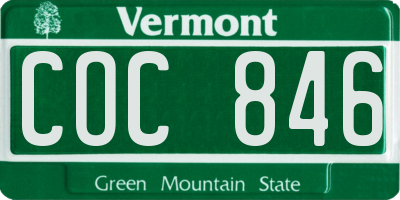VT license plate COC846