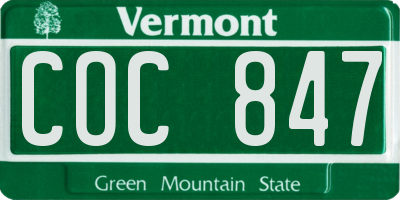 VT license plate COC847