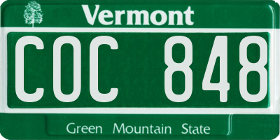 VT license plate COC848
