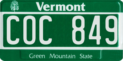 VT license plate COC849