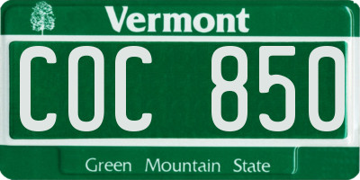 VT license plate COC850
