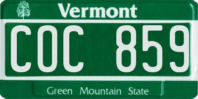 VT license plate COC859