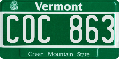 VT license plate COC863