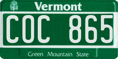 VT license plate COC865