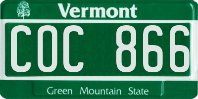 VT license plate COC866