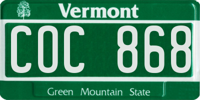 VT license plate COC868