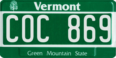 VT license plate COC869