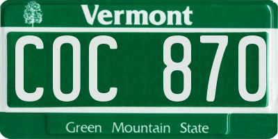 VT license plate COC870