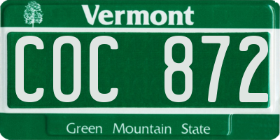 VT license plate COC872