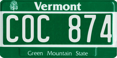 VT license plate COC874