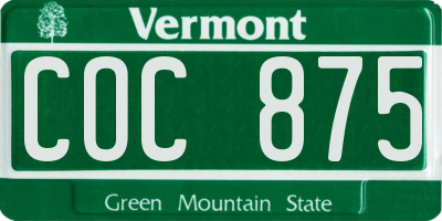 VT license plate COC875
