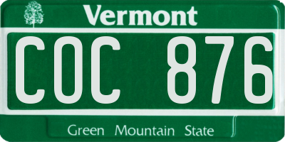 VT license plate COC876