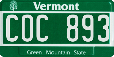 VT license plate COC893