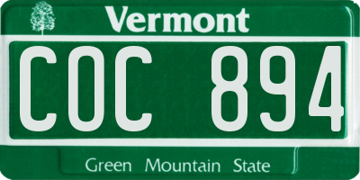 VT license plate COC894