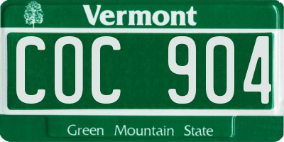 VT license plate COC904