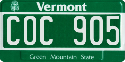 VT license plate COC905