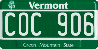 VT license plate COC906
