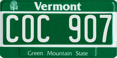 VT license plate COC907