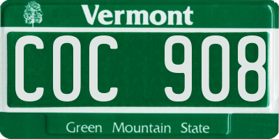VT license plate COC908