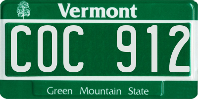 VT license plate COC912