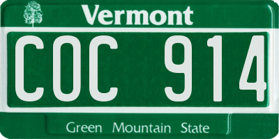 VT license plate COC914